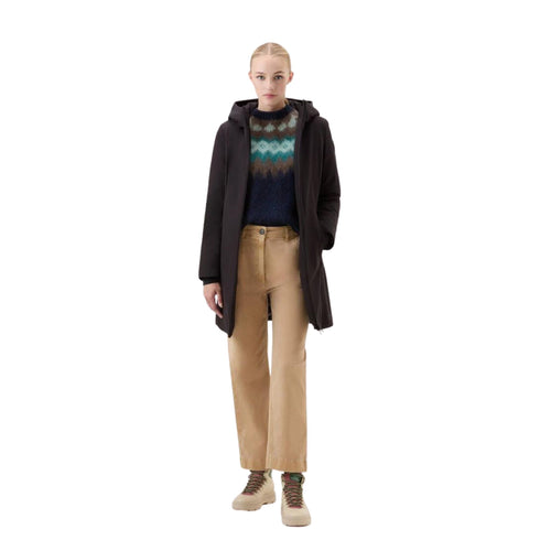 Woolrich Parka lungo Parka Donna Firth con logo gommato Nero - Francavilla Moda